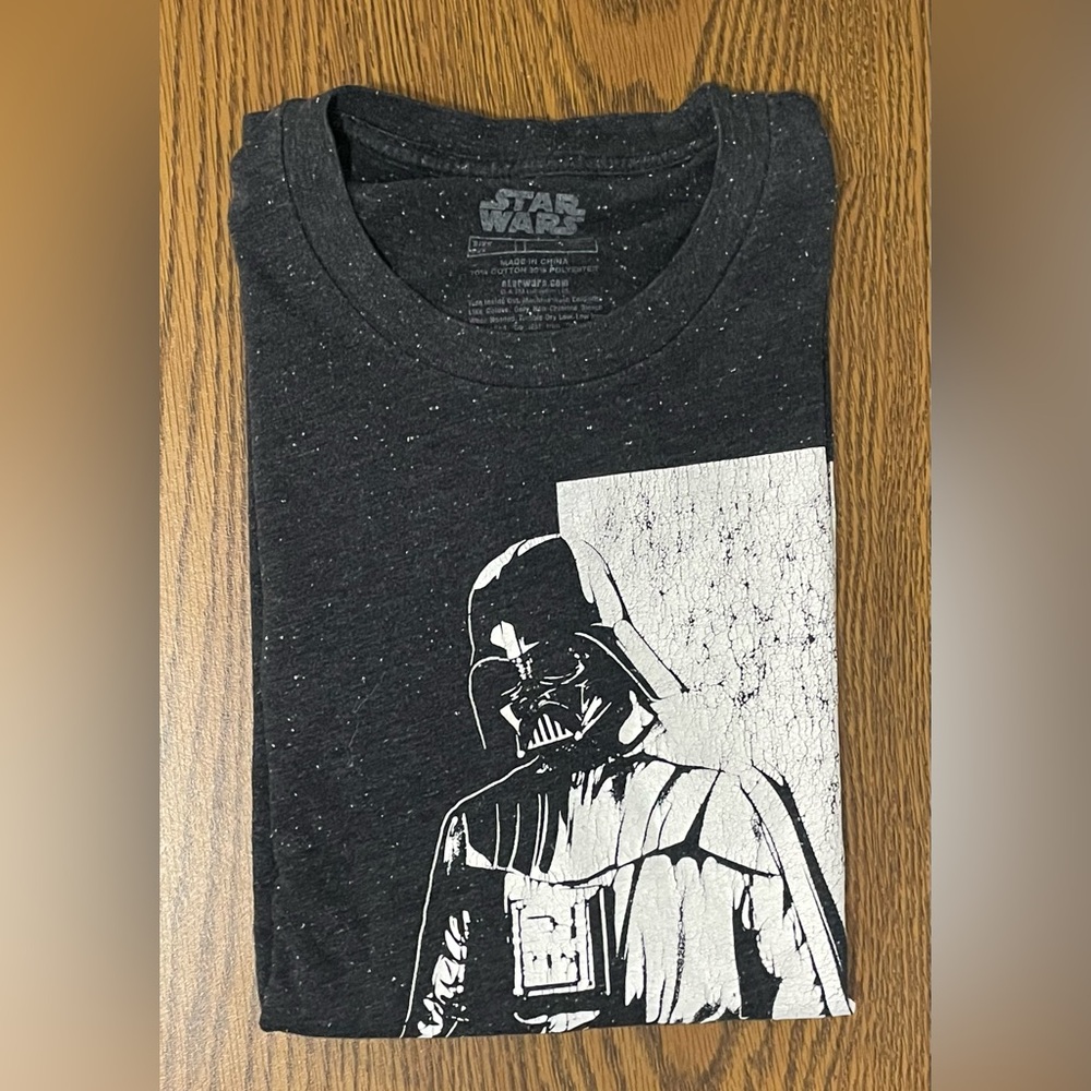 Star Wars Charcoal Tee with Silver Darth Vader Design